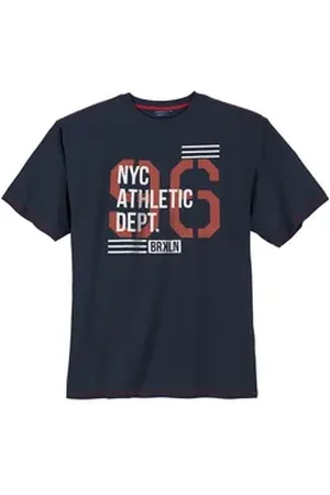 Adamo Rundhalsshirt XXL T-Shirt navy Frontprint BRKLN blau 4XL