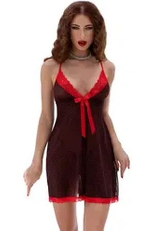 Chilirose Negligé - Babydoll CR4459 schwarz/rot - (L,M,S) bunt|rot|schwarz M