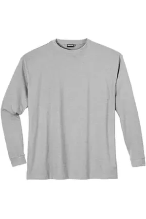 Adamo Langarmshirt Langarmshirt Basic Übergröße hellgrau melange grau 10XL