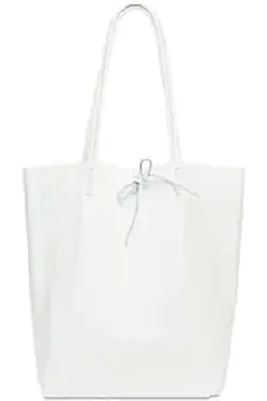 CASPAR Schultertasche - Großer Damen Leder Shopper Tasche - CLASSIC LINE - Modell No.780, elegant, robust & unempfindlich - 100% Echtleder - Handmade in Italy weiß