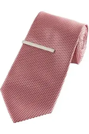Next Krawatte Strukturierte Krawatte mit Krawattenklammer, Breit (2-St) rosa