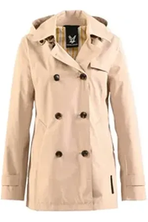 Fuchs Schmitt Trenchcoat Damen Jacke wasserabweisend mit Kapuze silberfarben 40