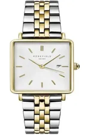 ROSEFIELD Quarzuhr Damenuhr Boxy Silber Gold Bicolor eckig QVSGD-Q013 silberfarben