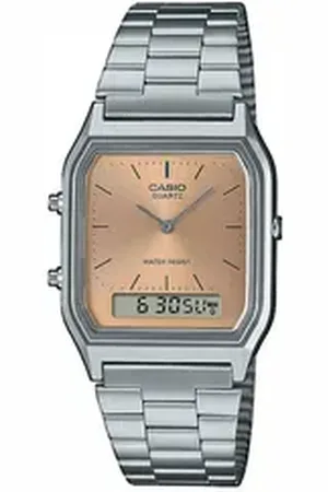 Casio VINTAGE Quarzuhr Armbanduhr Collection Edgy Silber/Kupferfarben rot