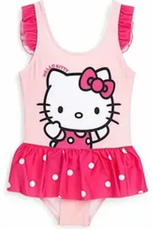 Hello Kitty Badeanzug Mädchen Schwimmanzug mit Rüschendetails Gr. 98 -128 cm lila|rosa 104 cm