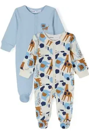 Minoti Schlafoverall Schlafanzüge mit Print, 2-er Pack (0-24m) blau 80-86cm