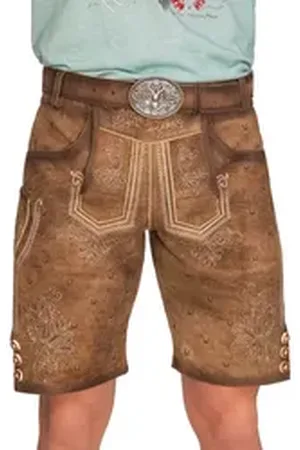 KRÜGER KRÜGER BUAM Trachtenlederhose Lederhose Herren kurz - JÄGER - braun braun 48