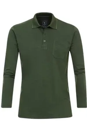 Redmond Poloshirt "Wash & Wear" XXL Langarm-Polo grün melange blau|grün 4XL
