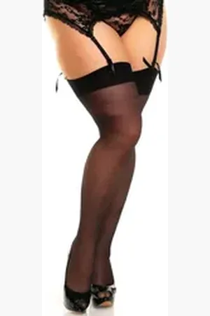 Glamory Strapsstrümpfe PERFECT (Packung, 1-Paar, 1-er Pack) transparent, schimmernd schwarz 48-50 (XL)