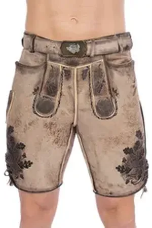 Mark Maddox Trachtenlederhose Lederhose Herren kurz - HARTSEE - beige/schwarz beige|schwarz 56