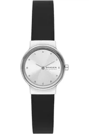 Skagen Quarzuhr FREJA LILLE SKW3119, Armbanduhr, Damenuhr, analog, Lederarmband schwarz