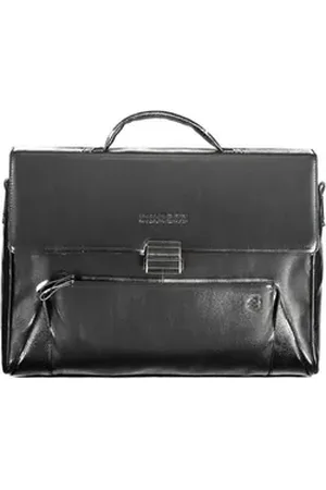 Piquadro Businesstasche, Elegante Herrenumhängetasche in Schwarz mit Laptopfach und Metallvers