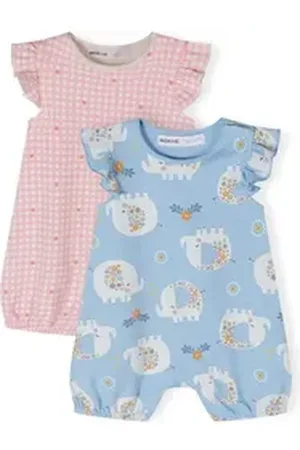 Minoti Schlafoverall Strampler mit Rüschen im 2-er Pack (0-24m) blau 50-56cm
