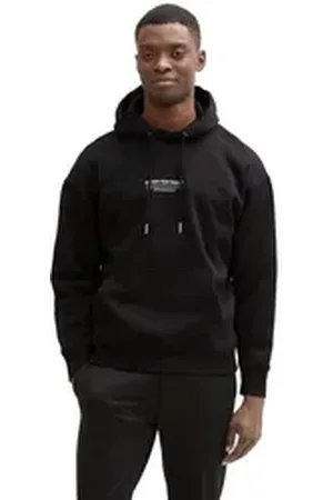 TOM TAILOR Denim Hoodie mit Logo Print schwarz S