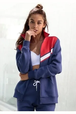 H.I.S H.I.S Sweatjacke mit Kontraststreifen, Loungeanzug blau|rot 40/42