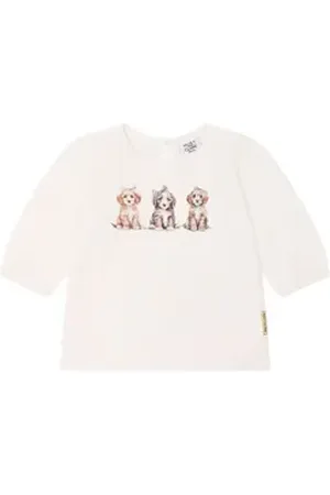 Hust & Claire Langarmshirt Alma (1-tlg) Verspieltes Printmotiv mit drei süßen Hundewelpen beige 110