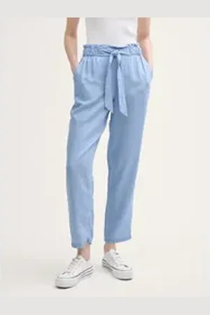 TOM TAILOR Denim 7/8-Hose Tapered Paperbag Hose blau XL