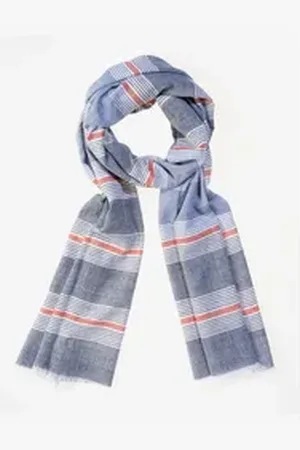 Carlo Monti Schal, (1-St), aus leichter Baumwolle, Streifen-Design, kurze Fransen blau|orange