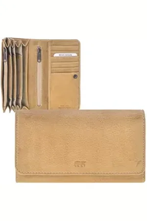 Bear Design Geldbörse "Noor" Cow Lavato Leder, Damenbörse, Portemonnaie, 12 Kartenfächer, 17x9cm, beige beige