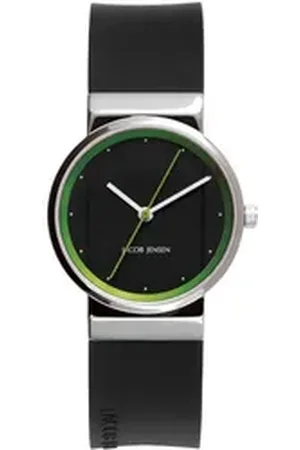 Jacob Jensen Quarzuhr Damen Armbanduhr NEW LINE 767 schwarz D. 29mm Silikonband schwarz