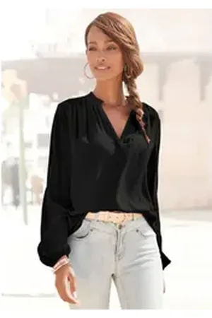 Lascana Schlupfbluse mit langen Ärmeln, leichte Damenbluse, casual-chic, festlich schwarz 46