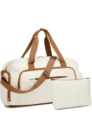 Kono Reisetasche Vielseitiges Reise Wochenendtaschen Set mit Schuhfach Kosmetiktasche beige|braun