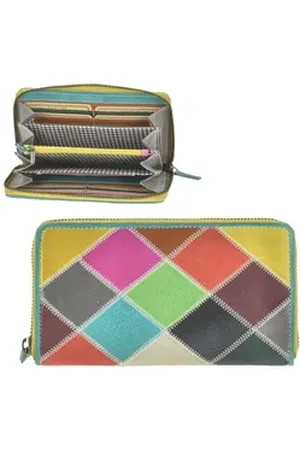 Greenburry Geldbörse "Candy Shop" Portemonnaie Damen Leder 18x10cm bunt, mit 12 Kartenfächern und Reißverschluss-Münzfach bunt