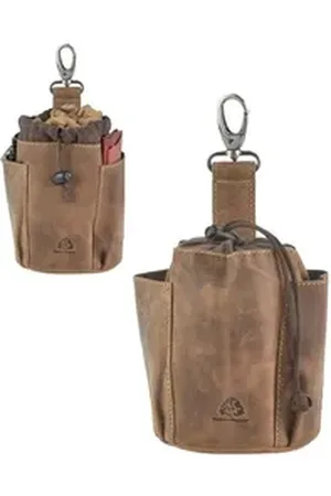 Greenburry Leckerlibeutel "Vintage" Leder, Futterbeutel Hunde und Pferde, Gürtelschlaufe und Karabiner braun