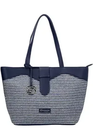 Remonte Shopper, Damen-Henkeltasche, Schultertasche mit Logo-Anhänger blau