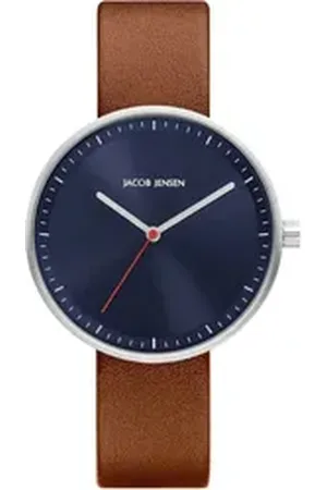 Jacob Jensen Quarzuhr Damen Armbanduhr STRATA 286 blau D. 36 mm Lederband blau