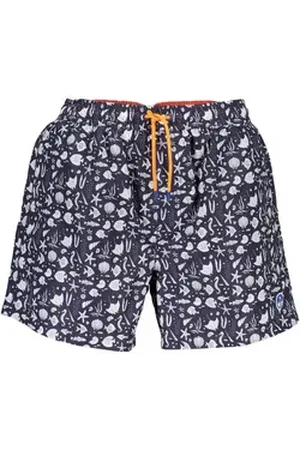 North Sails Badeshorts Herren-Badeboxer Blau mit Muster, Bio-Baumwolle, komfortabel, 36 cm L