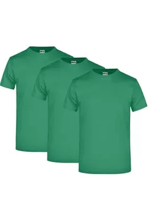 James & Nicholson T-Shirt 3er Pack Komfort-T-Shirt aus strapazierfähigem Single Jersey JN002 (Spar-Set, 3er-Pack) Hochwertiges T-Shirt in sehr großer Farbauswahl grün S