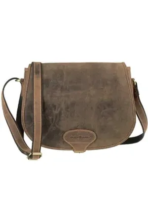 Greenburry Umhängetasche "Vintage" Leder, Jagdtasche, Ledertasche, Damentasche, Handtasche 30x25cm braun