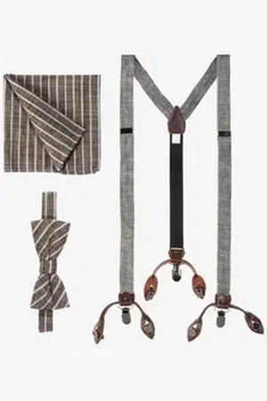 Cinque Hosenträger (Set) mit Streifen-Muster schwarz