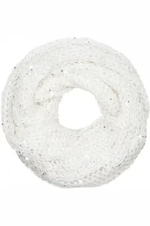 CASPAR Loop SC330 weicher Damen Strick Loop mit Pailletten weiß