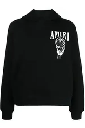 AMIRI Rundhalspullover Hoodie mit Logo Print Weiß Herren schwarz S