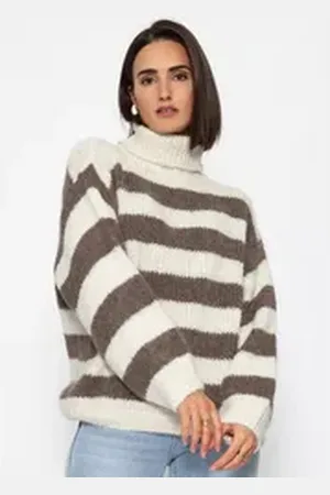SASSYCLASSY Strickpullover Oversize Pullover Damen Winter mit Rollkragen Rollkragenpullover aus weichem Strick Elegant Schwarz Beige Rot Grau beige L/XL
