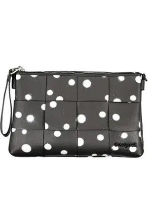 Desigual Umhängetasche, Elegante Schwarze Damenhandtasche mit Gepunktetem Design und Kettenrie