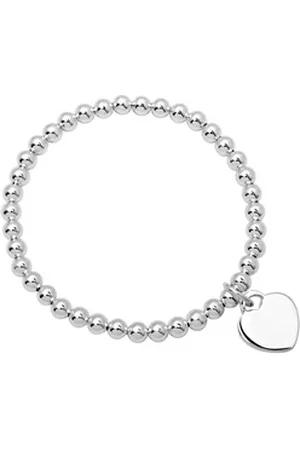 Unique Quarzuhr 925 Silber Perlenarmband mit Herzcharm SB0104