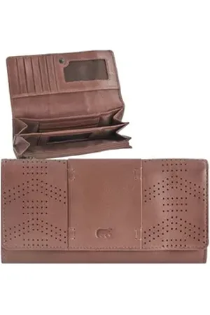 Bear Design Geldbörse "Sterre" Cow Lavato Leder, große Damenbörse, Portemonnaie, Leder cognac braun, 12 Kartenfächer braun