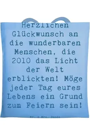 Mr. & Mrs. Panda Tragetasche 2010 Geburtstag - Sky Blue - Geschenk, unglaubliche Reise, Stoffbeute (1-tlg), Design-Highlight blau