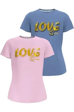 DELMAO T-Shirt 2er Pack T-Shirt mit Foliendruck (Packung, 2-tlg) 2er Packung T-Shirts blau|rosa 176/182