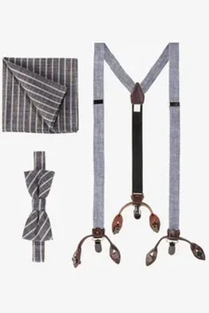 Cinque Hosenträger (Set) mit Streifen-Muster blau