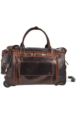 Greenburry Reisetasche "Rugged" Trolley-Reisetasche Leder 54x37x34cm teak braun, mit Rollen, Weekender, Leder, Sporttasche, Trolley braun