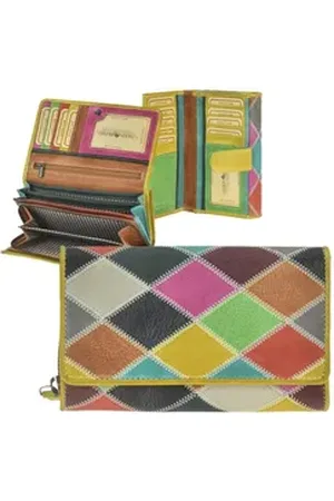 Greenburry Geldbörse "Candy Shop" Portemonnaie Damen Leder 17x10cm bunt, mit 14 Kartenfächern und Reißverschluss-Münzfach bunt