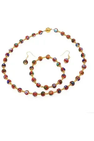 Bella Carina Schmuckset Kette, Armband und Ohrringe im Set mit Murano Glas Perlen rot, echte Murano Glas Perlen rot