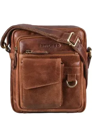 STILORD Schultertasche "Ryan" Crossbody Tasche Herren Leder braun