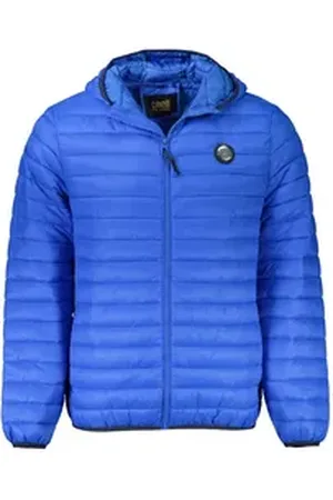 Roberto Cavalli Cavalli Class Outdoorjacke Herrenjacke Blau mit Kapuze und Logo – Leicht wattiert & praktisch 2XL