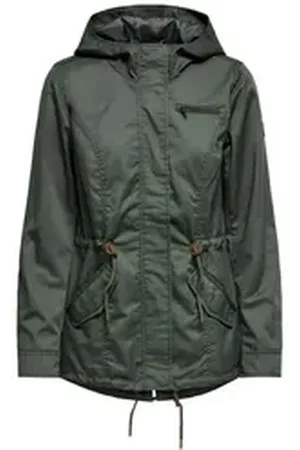 ONLY Parka Damen Übergangs-Jacke OnlLorca Canvas Parka mit Kapuze grün S