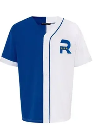Redbridge T-Shirt im Baseball-Look - Knopfleiste, Regular Fit, Sportlich blau L